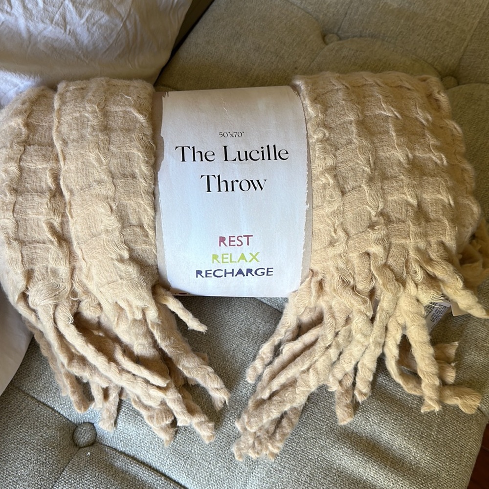 Anthropologie Lucille Tasselled Throw Blanket